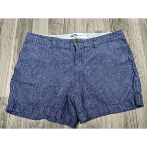 Old Navy Size 6 Pockets Chambray Herringbone Linen Blend Everyday Shorts